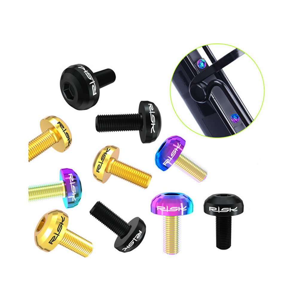 (Black) 2Pcs Titanium M5x12mm Umbrella Head Hex Screws For Bicycle 413590419648