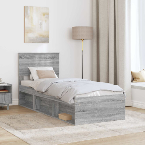 VidaXL vidaXL Bed Frame Grey Sonoma 75 x 190 cm Solid Pine Wood 1