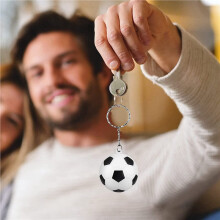 120 Pack White Soccer Keychains, Soccer Stress Keychains,Sports Keychains,School Carnival Reward for Kids
