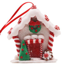 (E) Christmas Gingerbread House Resin Hanging Ornaments for Xmas Tree