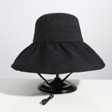 (Black) Summer Large Eaves Vinyl Sun Hat UV Protection Foldable Fisherman's Hat