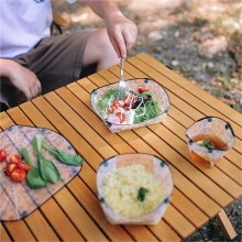 (Folded Trickling Filter) Transparent Foldable Outdoor Bowl - Heatproof, Collapsible with Snap Lid