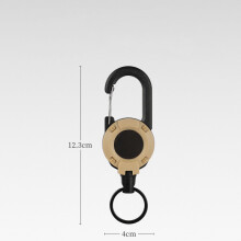 (Khaki) NEW Outdoor Auto Retractable Wire Rope Anti-Theft Tactical Keychain