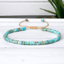 2x4mm Blue Turquoise Small Dainty Beads Healing Gemstone Women Men Bracelet
