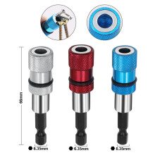 (Silver) 1/4 Inch Hex Shank Magnetic Extension Chuck Adapter Quick Release Bar Socket Screwdriver Bit Holder