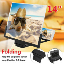 (White) 14" Smartphone Screen Magnifier 3D HD Video Amplifier for Movies Gaming Foldable Phone Stand