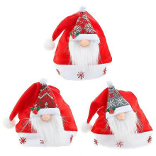 SZTXJ Sæt med 3 Julehuer Julemandshue Voksen Barn Julemandshue Kostume Gnome Julepynt Julehue 40*28cm, Festhue Dekoratio