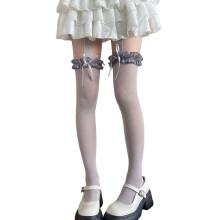 Lightweight Lace Leggings Elegant Evening Stockings-Light gray