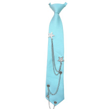 Jk Uniform Punk Krawatte Metallkette Strass Kragen-Himmelblau