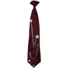 Uniforme Jk, cravate Punk, chaîne en métal, collier-Rouge foncé