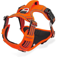 Arnés antitirones para perros grandes y medianos, arnés reflectante ajustable, color naranja.