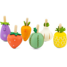 Trompo de madera - ULYSSE - Frutas y verduras (lote de 6) - Madera - 3,3 x 5,2 cm - A partir de 6 años