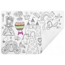 Värjättävä pöytäliina - ULYSSE - Prinsessat - Käännettävä silikoni - 37x26 cm - 12 pyyhittävää tussikynää