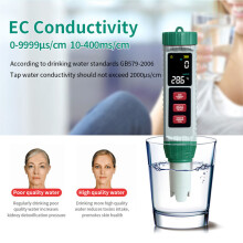 5-in-1 Multi-Function Water Quality Tester Pen - pH, EC, TDS, Salt, Temp Measurement