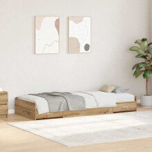 vidaXL Bed Frame with Drawer Artisan Oak 75 x 190 cm Engineered Wood