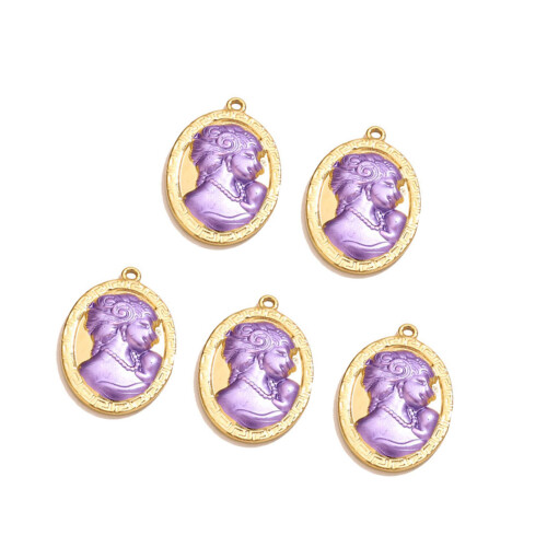 Médaillons de profil de dame sur le thème victorien,-Violet