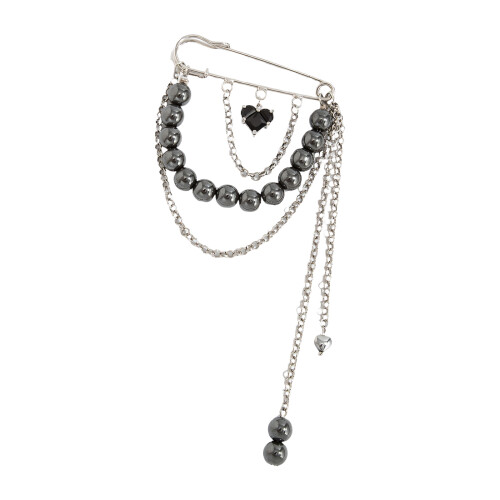 Broche en forme d'amour romantique avec pierre noire et accent