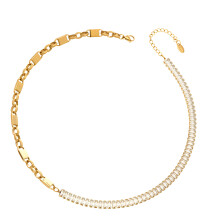 Modieuze zirkonia ketting Stijlvolle sleutelbeenketting-Goud