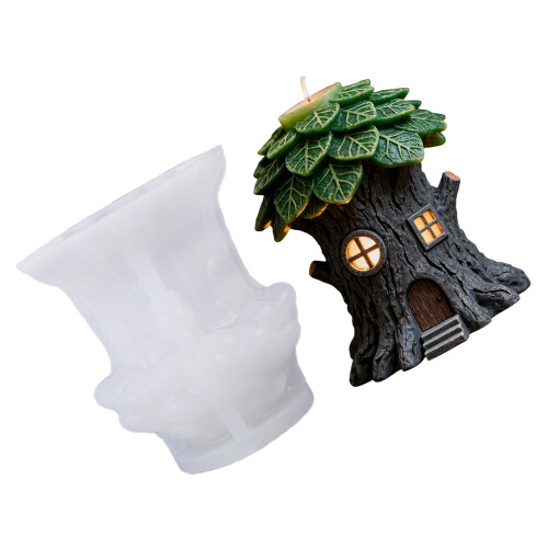 Holiday Candle Silicone Molds Tree Cabin Shape Silicone Mould