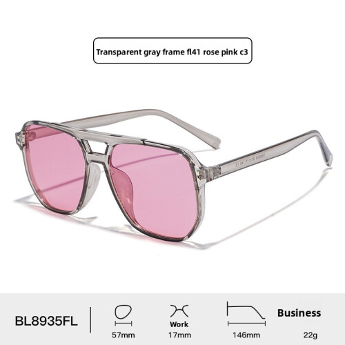 (Gray Pink)Blue Light Blocking Glasses With Pc Lenses Stylish Full Frame For Work Adults