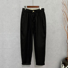 (Black,XL)Summer Linen Mens Straight Leg Trousers With Moisture Absorption For Men Adult