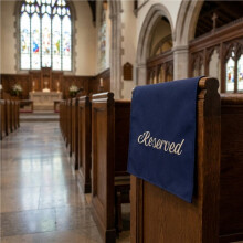 12 Pieces Reserved Seating Signs for Chairs 22 Inch Reserved Signs for Church Pews Cloth Placeholder for Restaurant A