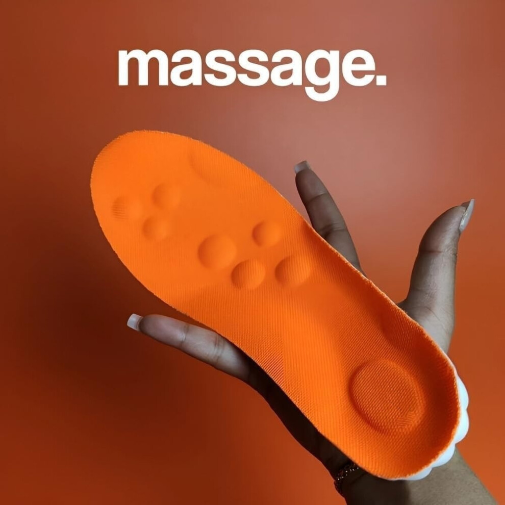 (Orange, 41-42) Comfort Boosting Massage Insoles | 1 Pair Shock-Absorbing Insoles