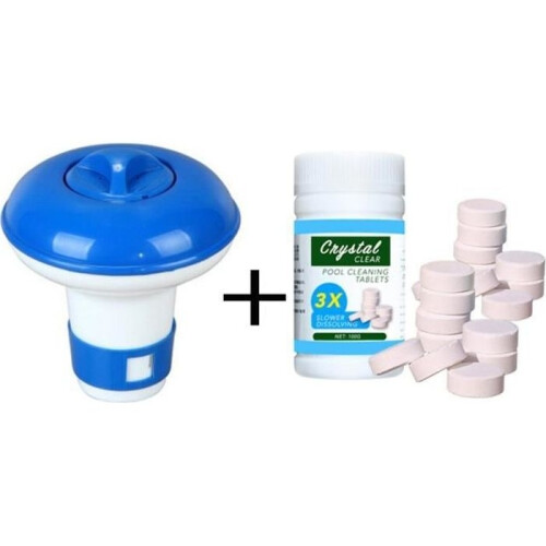Pool cleaning float with 100 purification tablets, pool chlorine dispenser kit [1DCA3D2]