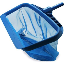 Pool skimmer net, heavy-duty cleaning tool for leaf rake, blue fine mesh collection bag