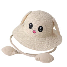 Bunny Ears Straw Hat Hat Cartoon Cute Comfortable Sun Protection Cute Children Beach Hat Summer Hat for Cosplay Party Trips