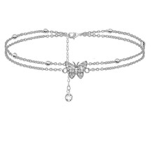 14K Butterfly Silver anklets for Women - Adjustable Women's anklets - Jewelry Anklet Gifts for Women Teen Girls