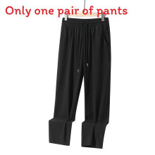 (Black,3XL)Pantalones deportivos transpirables de seda helada para hombre con cordón en la cintura para un estilo de vida activo