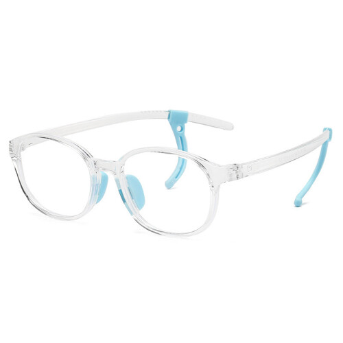 (Clear)Kids Simple Transparent Glasses Frame With Blue Light Filter For Children With Faces Elliptical