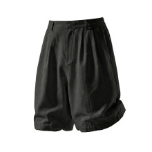 (Black,M)Pantalones Cortos Ligeros Jóvenes Para Hombre con Textura de Lino y Cintura Elástica para Atletismo Primavera