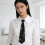 Traditional Uniform Necktie Knotted Metal Chain Polyester-Pink 8