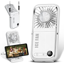 5-in-1 Faltventilator, Hand Nacken Tisch, Powerbank, LED Display, Reisen