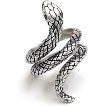 Anello regolabile unisex in argento sterling 925 a forma di serpente, stile vintage.