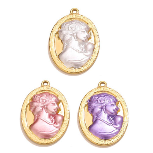 Médaillons de profil de dame sur le thème victorien,-Violet 1