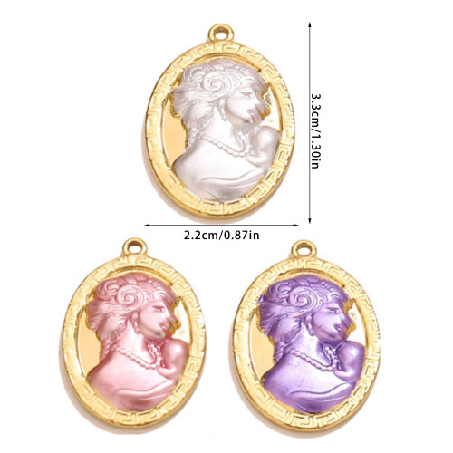 Médaillons de profil de dame sur le thème victorien,-Violet 2