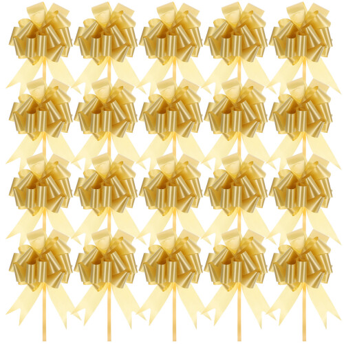 20St Plastic Pull Bows Goud Voor Geschenkdoos En Party Decor