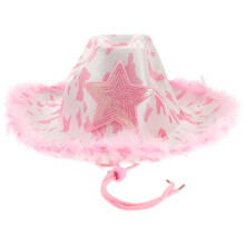Roze Western Hoed Met Rand Voor Dames Feestjes