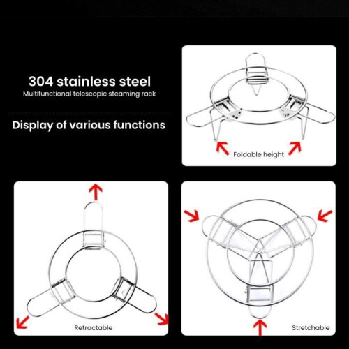 Stainless steel steamer rack, extendable insert steamer rack, for home kitchen 1