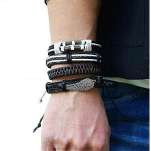 Bracciale vintage intrecciato in pelle di vacchetta da uomo, composto da 12 pezzi, bracciale fai da te con combinazione
