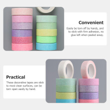 12 Rolletjes Glitter Washi Tape Voor Scrapbook En Feestdecoratie