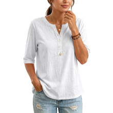 Chemisiers Ă manches pour femmes, boutons-Blanc XXXL