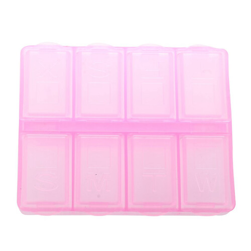 2X Plastic Rectangle 8 Compartments 7 Days Medicine Pill Box 1