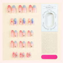 Instants Fake Nail Set With 3D Roses And Glossy Finish Press On