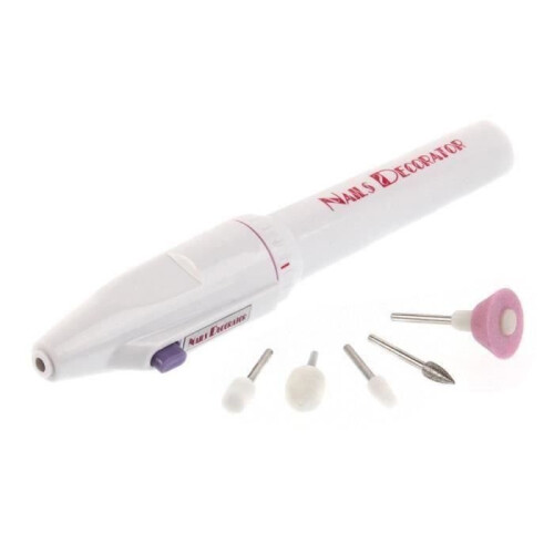 Electric Nail File Manicure Sander Kit with 5 Sanding Bits, White 2