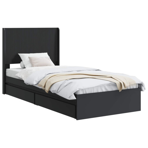 VidaXL vidaXL Bed Frame with Storage and Headboard Black 75 x 190 cm 1