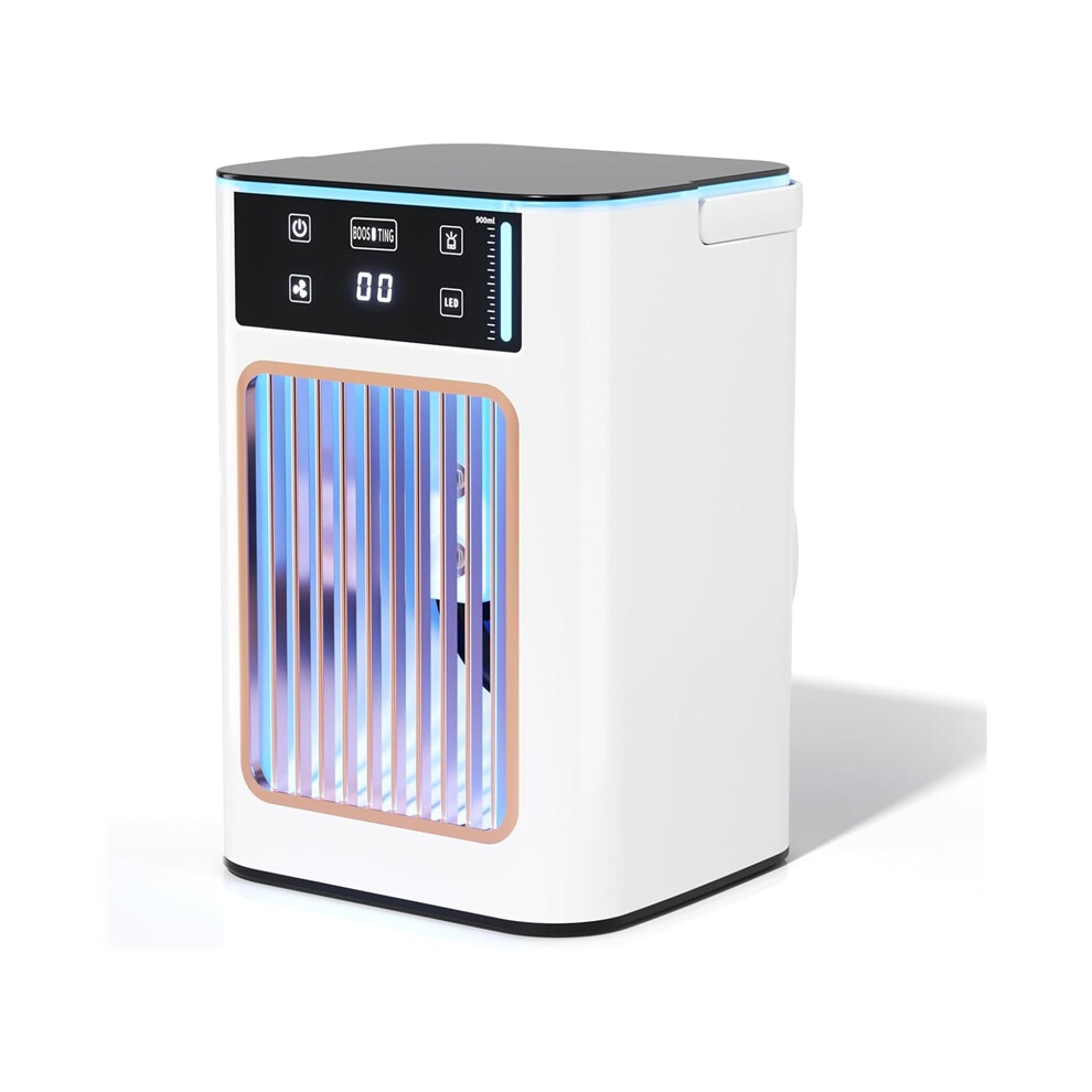 Portable Evaporative Air Cooler Fan, Desktop Personal Cooling Fan With Dual Mist Spray, 900Ml Water Tank, 4-Speed Settings And 7-Color Night Light 8581299264233
